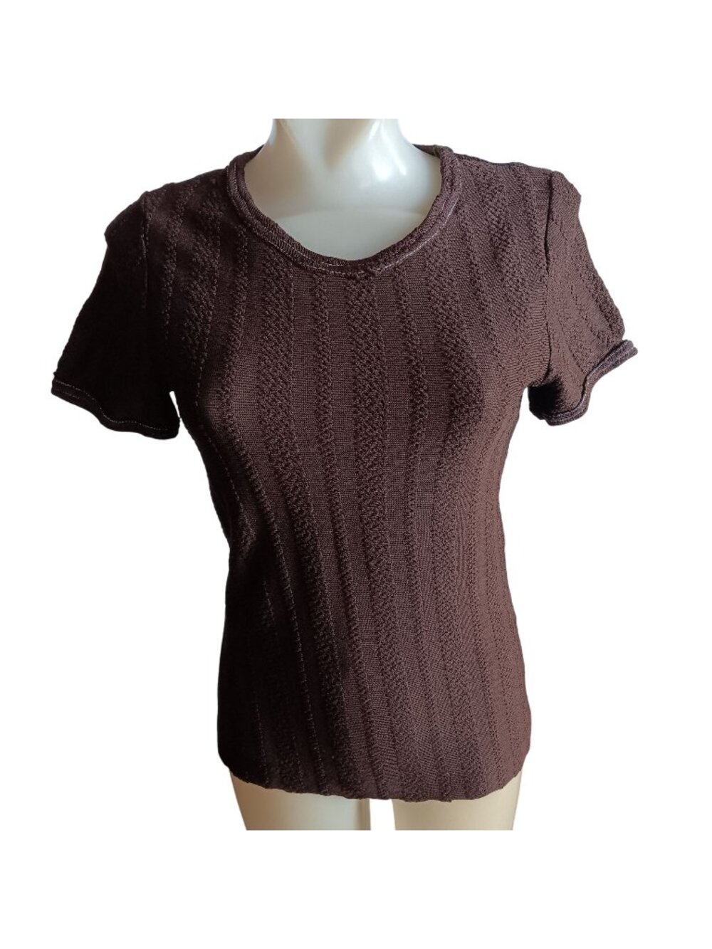 True Vintage Medium T-shirt Single Stitch 1970's Disco Knit Brown Top USA